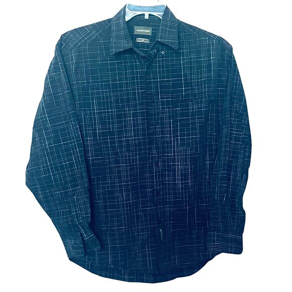 DOCKERS LONG BARREL CUFF SLV BUTTON DOWN SHIRT, MENS, M, BLUE WHITE GREEN PLAID - Picture 1 of 12